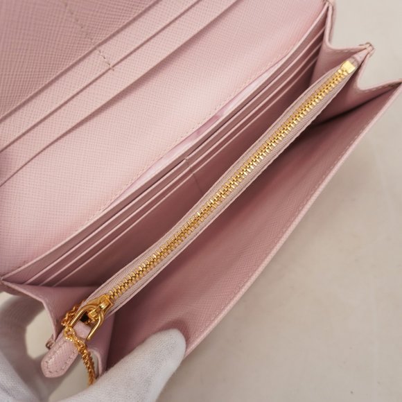 Prada Saffiano Leather Long Wallet, Pink, Women's, P1035694 - Picture 3 of 15
